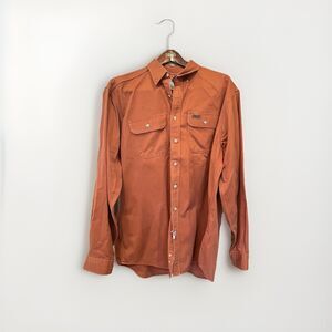 Vintage Carhartt Rugged Wear Button-Up Long Sleeve Orange Canvas Shirt XLT